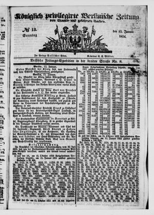 Königlich privilegirte Berlinische Zeitung von Staats- und gelehrten Sachen vom 15.01.1854