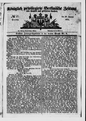 Königlich privilegirte Berlinische Zeitung von Staats- und gelehrten Sachen on Jan 20, 1854