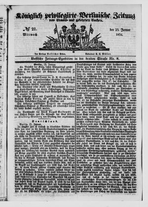 Königlich privilegirte Berlinische Zeitung von Staats- und gelehrten Sachen vom 25.01.1854