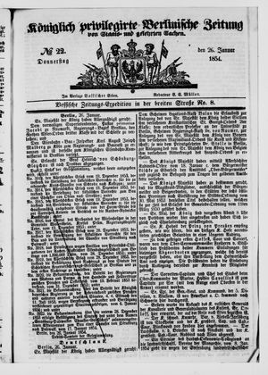 Königlich privilegirte Berlinische Zeitung von Staats- und gelehrten Sachen vom 26.01.1854