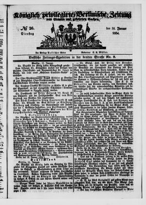 Königlich privilegirte Berlinische Zeitung von Staats- und gelehrten Sachen on Jan 31, 1854