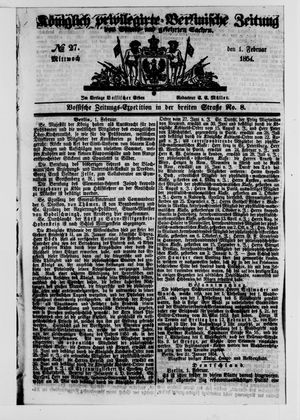 Königlich privilegirte Berlinische Zeitung von Staats- und gelehrten Sachen on Feb 1, 1854