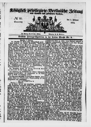 Königlich privilegirte Berlinische Zeitung von Staats- und gelehrten Sachen on Feb 5, 1854