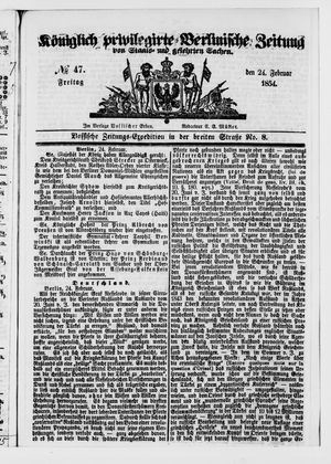 Königlich privilegirte Berlinische Zeitung von Staats- und gelehrten Sachen vom 24.02.1854
