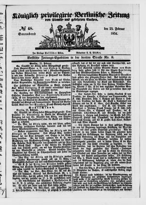 Königlich privilegirte Berlinische Zeitung von Staats- und gelehrten Sachen vom 25.02.1854