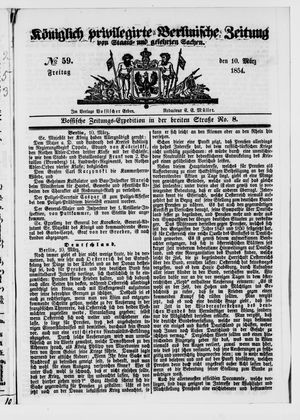 Königlich privilegirte Berlinische Zeitung von Staats- und gelehrten Sachen vom 10.03.1854
