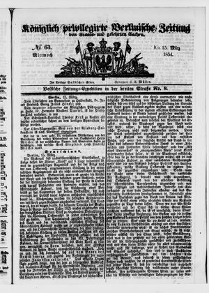 Königlich privilegirte Berlinische Zeitung von Staats- und gelehrten Sachen vom 15.03.1854