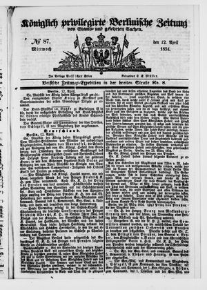 Königlich privilegirte Berlinische Zeitung von Staats- und gelehrten Sachen vom 12.04.1854
