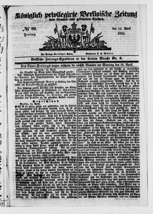 Königlich privilegirte Berlinische Zeitung von Staats- und gelehrten Sachen vom 14.04.1854