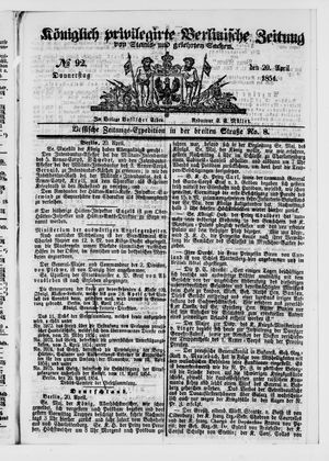 Königlich privilegirte Berlinische Zeitung von Staats- und gelehrten Sachen vom 20.04.1854