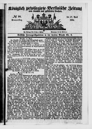Königlich privilegirte Berlinische Zeitung von Staats- und gelehrten Sachen on Apr 27, 1854