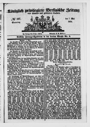 Königlich privilegirte Berlinische Zeitung von Staats- und gelehrten Sachen on May 7, 1854