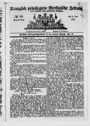 Königlich privilegirte Berlinische Zeitung von Staats- und gelehrten Sachen vom 08.06.1854