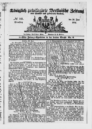 Königlich privilegirte Berlinische Zeitung von Staats- und gelehrten Sachen vom 20.06.1854