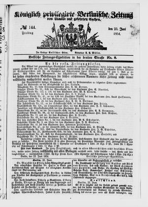 Königlich privilegirte Berlinische Zeitung von Staats- und gelehrten Sachen on Jun 23, 1854