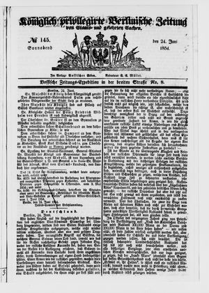 Königlich privilegirte Berlinische Zeitung von Staats- und gelehrten Sachen vom 24.06.1854