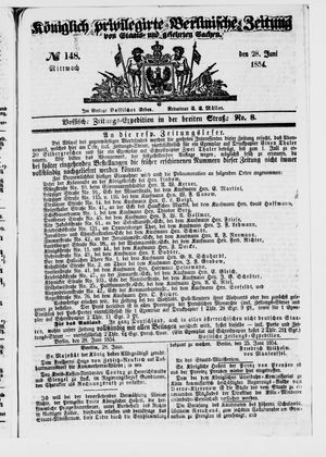 Königlich privilegirte Berlinische Zeitung von Staats- und gelehrten Sachen on Jun 28, 1854