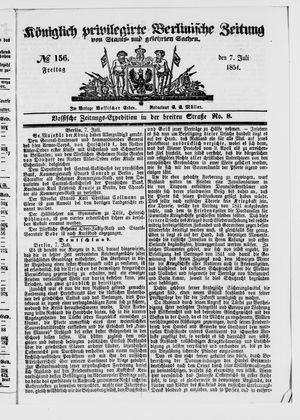 Königlich privilegirte Berlinische Zeitung von Staats- und gelehrten Sachen vom 07.07.1854