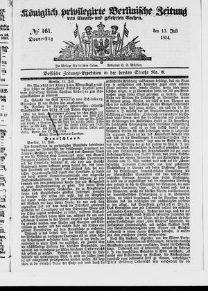 Königlich privilegirte Berlinische Zeitung von Staats- und gelehrten Sachen on Jul 13, 1854