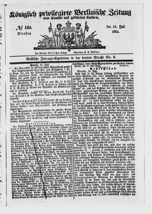 Königlich privilegirte Berlinische Zeitung von Staats- und gelehrten Sachen vom 18.07.1854