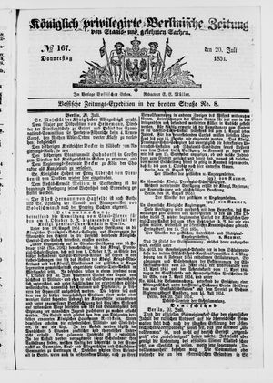 Königlich privilegirte Berlinische Zeitung von Staats- und gelehrten Sachen on Jul 20, 1854