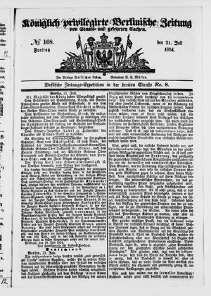 Königlich privilegirte Berlinische Zeitung von Staats- und gelehrten Sachen vom 21.07.1854
