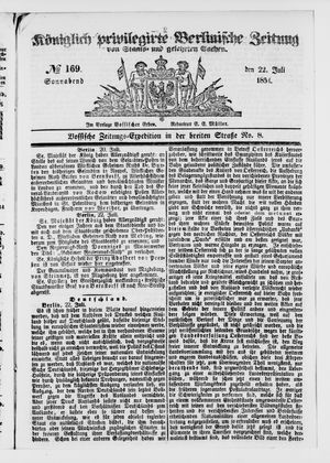 Königlich privilegirte Berlinische Zeitung von Staats- und gelehrten Sachen on Jul 22, 1854