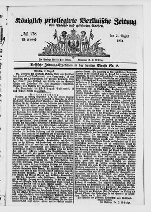 Königlich privilegirte Berlinische Zeitung von Staats- und gelehrten Sachen on Aug 2, 1854