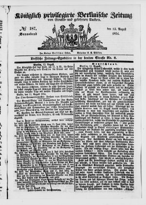 Königlich privilegirte Berlinische Zeitung von Staats- und gelehrten Sachen vom 12.08.1854
