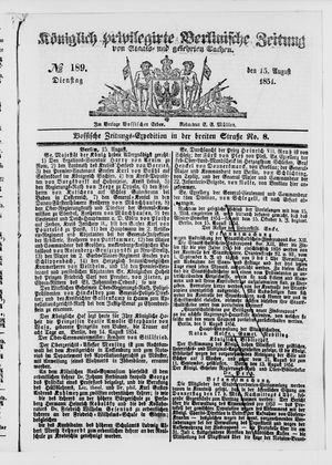 Königlich privilegirte Berlinische Zeitung von Staats- und gelehrten Sachen on Aug 15, 1854