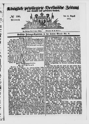 Königlich privilegirte Berlinische Zeitung von Staats- und gelehrten Sachen vom 16.08.1854