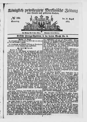 Königlich privilegirte Berlinische Zeitung von Staats- und gelehrten Sachen on Aug 20, 1854