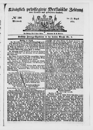 Königlich privilegirte Berlinische Zeitung von Staats- und gelehrten Sachen vom 23.08.1854