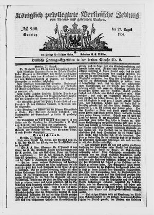 Königlich privilegirte Berlinische Zeitung von Staats- und gelehrten Sachen on Aug 27, 1854