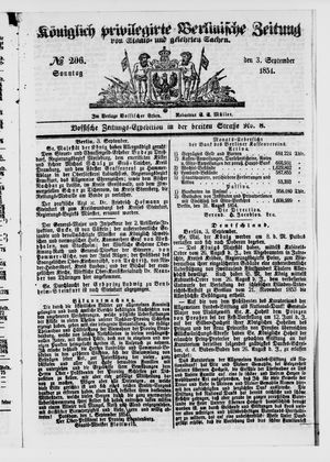 Königlich privilegirte Berlinische Zeitung von Staats- und gelehrten Sachen on Sep 3, 1854