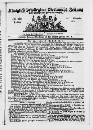 Königlich privilegirte Berlinische Zeitung von Staats- und gelehrten Sachen on Sep 22, 1854