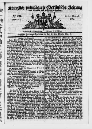 Königlich privilegirte Berlinische Zeitung von Staats- und gelehrten Sachen vom 24.09.1854