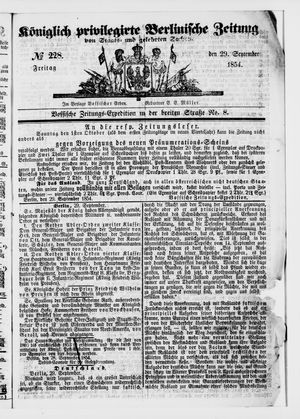 Königlich privilegirte Berlinische Zeitung von Staats- und gelehrten Sachen on Sep 29, 1854