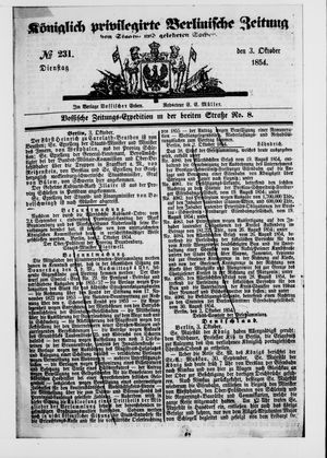 Königlich privilegirte Berlinische Zeitung von Staats- und gelehrten Sachen vom 03.10.1854