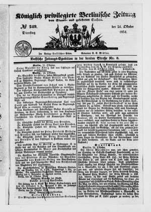 Königlich privilegirte Berlinische Zeitung von Staats- und gelehrten Sachen vom 24.10.1854
