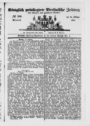 Königlich privilegirte Berlinische Zeitung von Staats- und gelehrten Sachen vom 25.10.1854