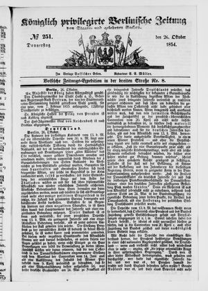 Königlich privilegirte Berlinische Zeitung von Staats- und gelehrten Sachen vom 26.10.1854