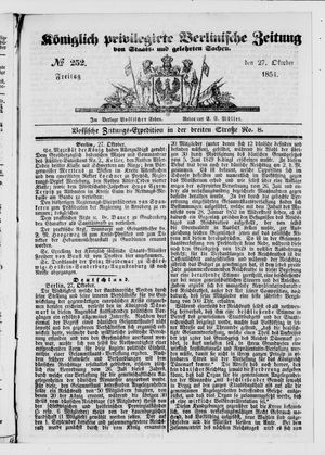 Königlich privilegirte Berlinische Zeitung von Staats- und gelehrten Sachen vom 27.10.1854