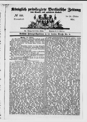 Königlich privilegirte Berlinische Zeitung von Staats- und gelehrten Sachen vom 28.10.1854