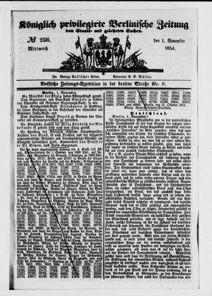 Königlich privilegirte Berlinische Zeitung von Staats- und gelehrten Sachen on Nov 1, 1854