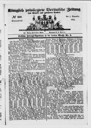 Königlich privilegirte Berlinische Zeitung von Staats- und gelehrten Sachen vom 04.11.1854