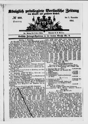 Königlich privilegirte Berlinische Zeitung von Staats- und gelehrten Sachen on Nov 5, 1854