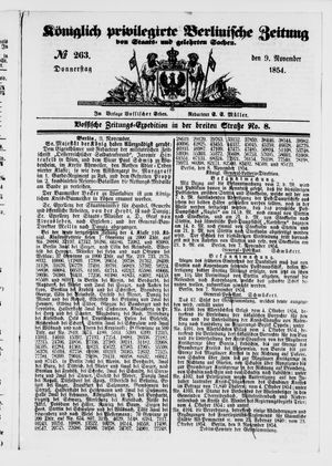 Königlich privilegirte Berlinische Zeitung von Staats- und gelehrten Sachen vom 09.11.1854
