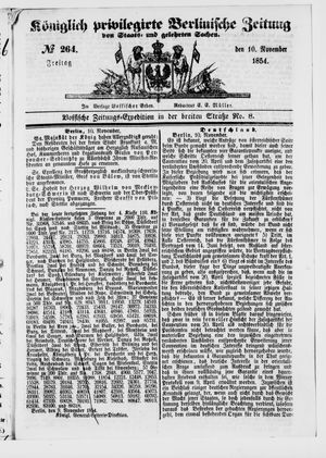 Königlich privilegirte Berlinische Zeitung von Staats- und gelehrten Sachen vom 10.11.1854