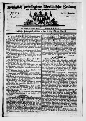 Königlich privilegirte Berlinische Zeitung von Staats- und gelehrten Sachen vom 21.11.1854